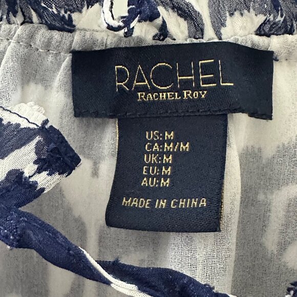 Rachel Rachel Roy Blue & White Sleeveless Blouse M Polyester - Picture 3 of 6